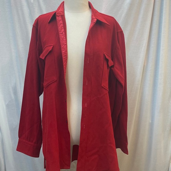 Vintage Pendleton 100% Virgin Wool Red Large Women’s Button Down Blouse Shirt To - Picture 1 of 13